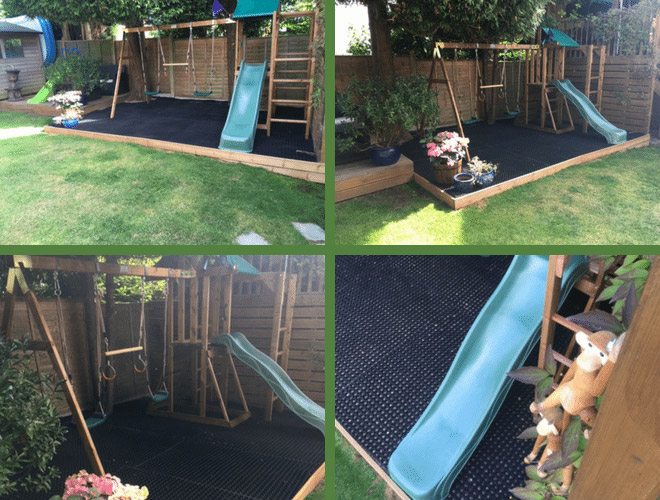 Rubber Grass Mats Installed Under Play Area