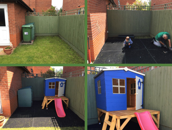 Rubber Grass Mats Installed Under Play House