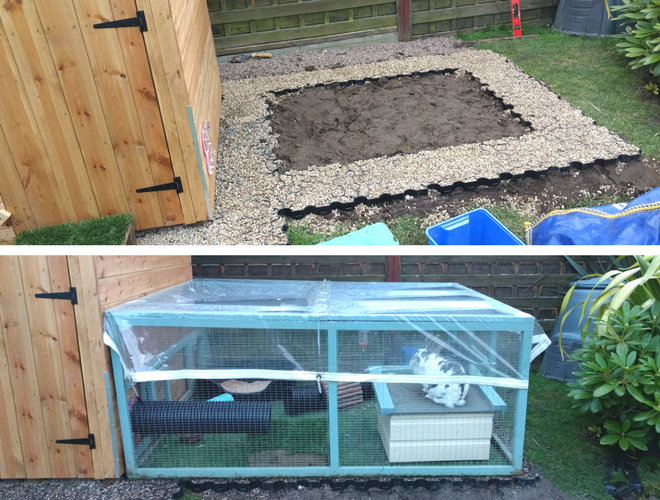 Plastic Shed Base Used Under a Rabbit Kennel And Run Work