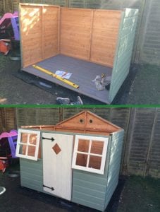 Wooden Playhouse Built On Plastic Playhouse Base