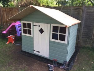 Wooden Playhouse On Plastic Playhouse Base Finished