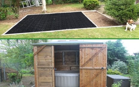 10ft x 10ft Shed with Inflatable Hot Tub Inside Featured Image