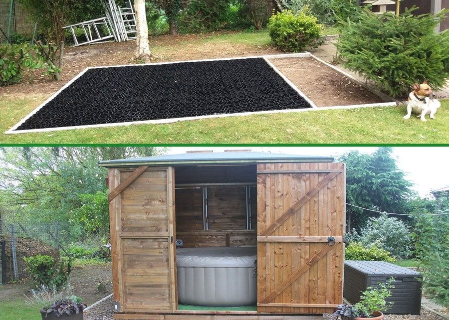 10ft x 10ft Shed with Inflatable Hot Tub Inside Featured Image