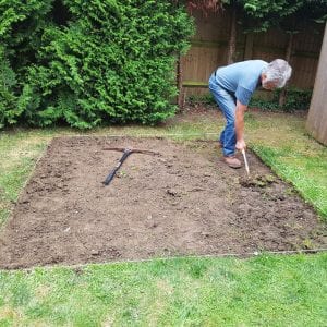 7ft x 7ft Hot Tub Base Installed Under A Riptide Hot Tub -Digging Out Soil and Turf