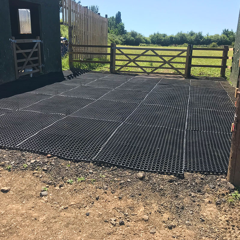 Rubber Grass Mats Laid In Horse Paddock