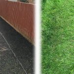 Rubber Grass Mats Installed on a Back Garden - Featured Image