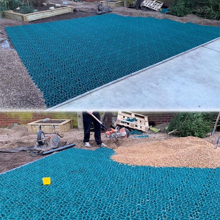 Gravel Driveway With 33m² Green Ground Reinforcement Grid