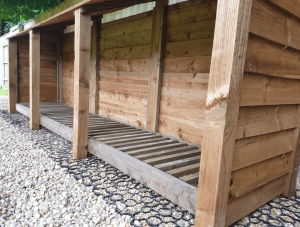 Close Up Of Log Store On Plastic Shed Base