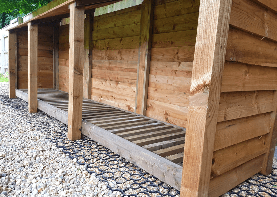 Log Store On Plastic Shed Base Featured Image