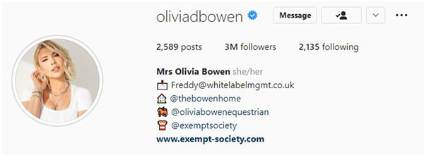 Olivia Bowen Instagram Account