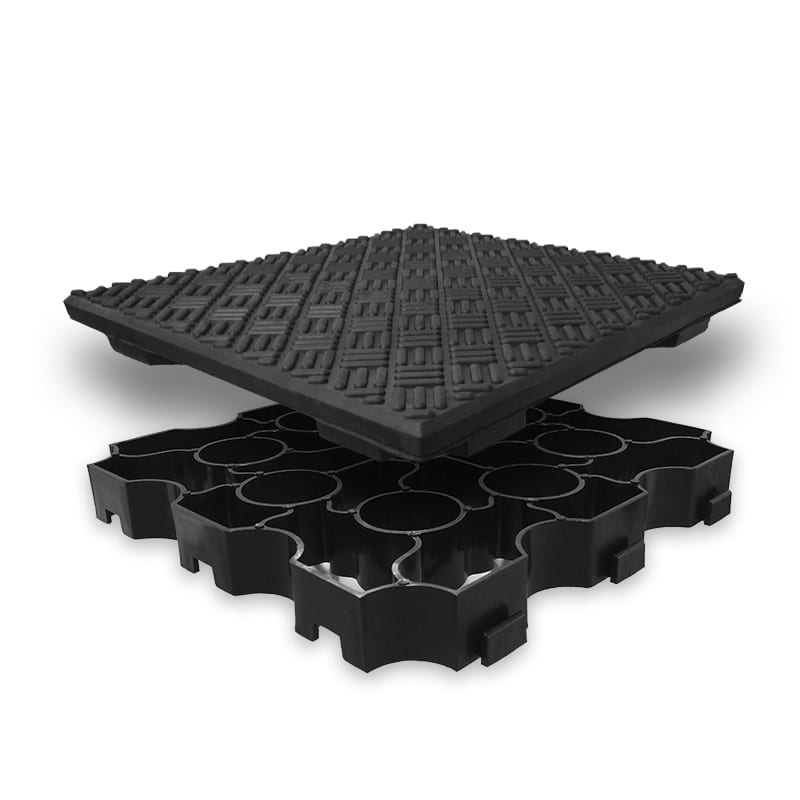 Non-Slip Rubber Tile with Garden Base Panel | Hot Tub 