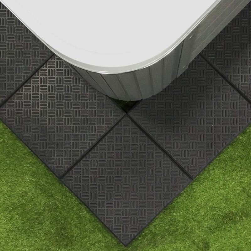 Non-Slip Rubber Tile with Garden Base Panel | Hot Tub 