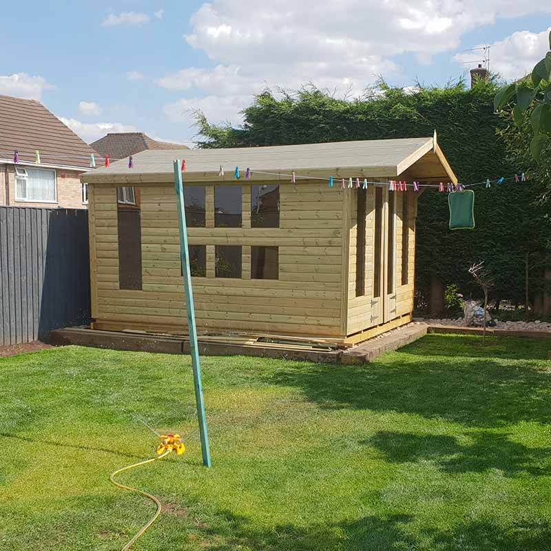 10x8 overlap wooden shed windowed double door apex roof