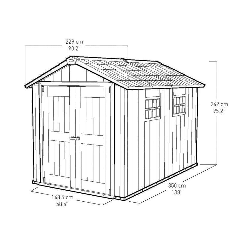 keter oakland 7.5' x 11' plastic garden shed