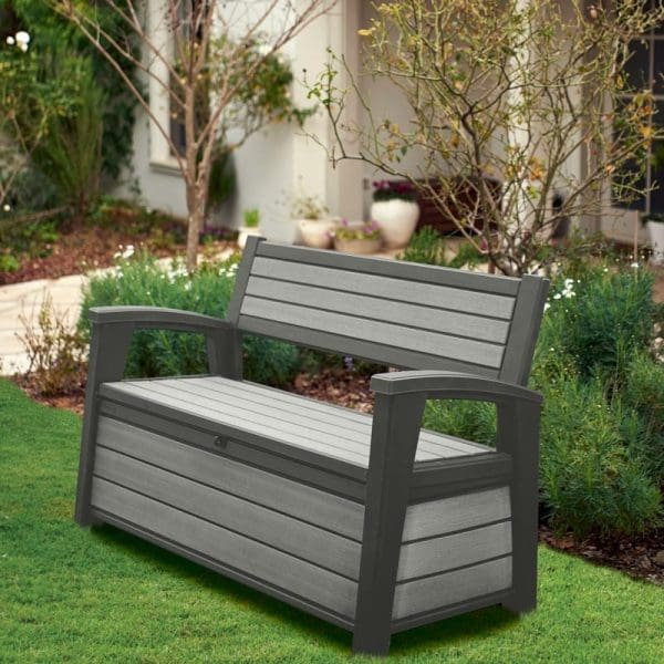 Keter Storage Box - Plastic Hudson Storage Bench Grey - Image 4