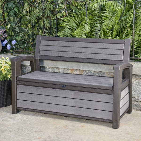 Keter Storage Box - Plastic Hudson Storage Bench Grey - Image 2