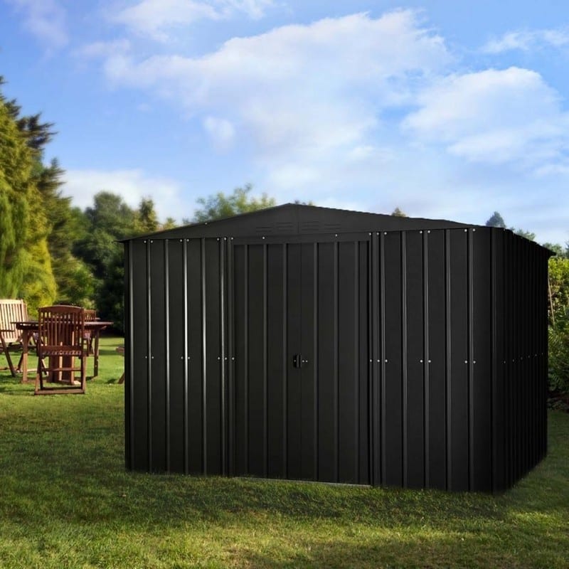 metal shed 10'x7' lotus black steel shed