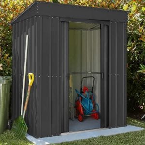 Metal Shed - 8x4 anthracite grey Pent Lotus - In Situ