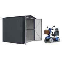 Metal Shed 8x6 - Double Door Black Lotus - Mobility Scooter Store