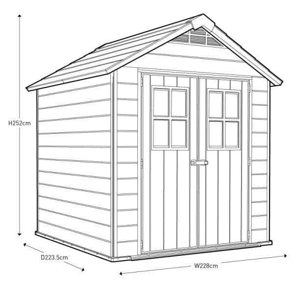 Keter Newton 7.5x7 Plastic Garden Storage Shed - Image 8
