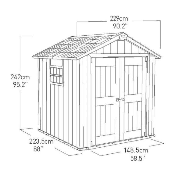 Keter Oakland 7.5x7 Plastic Garden Storage Shed - Image 17