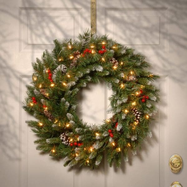 20" Pre-Lit Frosted Berry Christmas Wreath