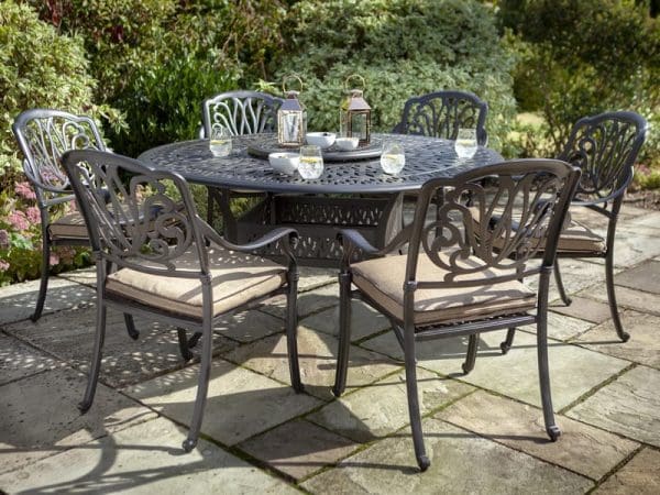 Amalfi 6 Seat Round Dining Set with Lazy Susan - Image 5