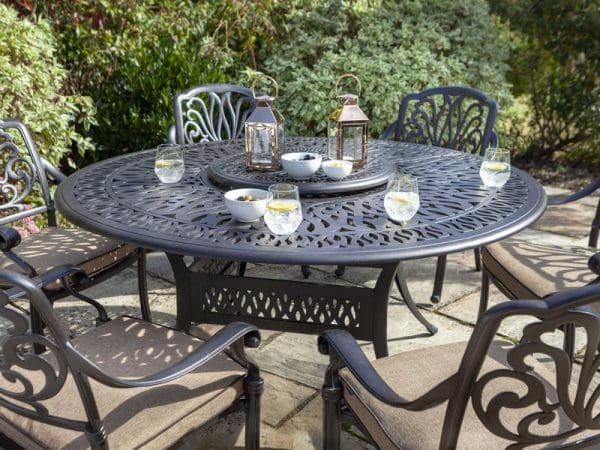 Amalfi 6 Seat Round Dining Set with Lazy Susan - Image 6