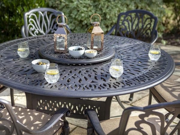 Amalfi 6 Seat Round Dining Set with Lazy Susan - Image 8