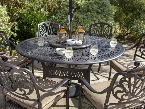 Amalfi 6 Seat Round Dining Set with Lazy Susan - Image 3