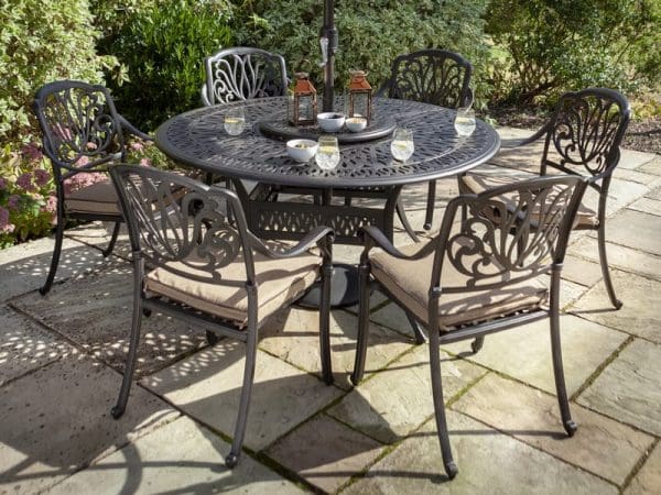 Amalfi 6 Seat Round Dining Set with Lazy Susan - Image 2