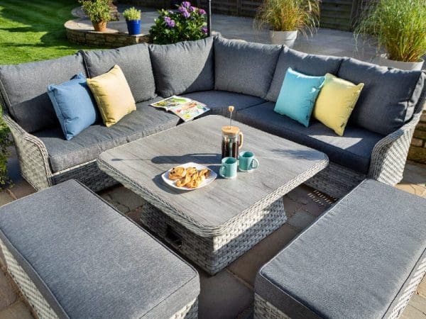 Heritage Tuscan Square Adjustable Casual Dining Set with Benches - Image 2