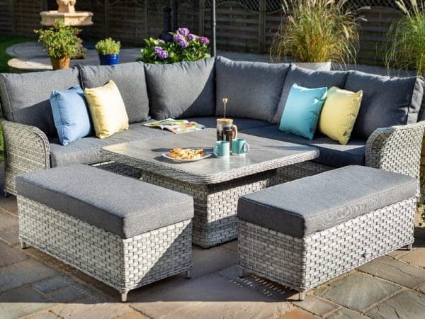 Heritage Tuscan Square Adjustable Casual Dining Set with Benches