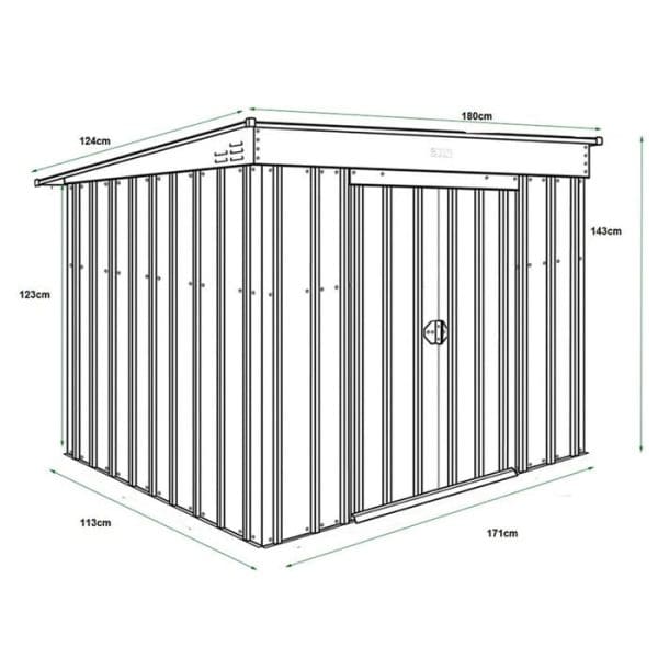 Metal Shed 6x4 - Anthracite Grey Low Pent Lotus