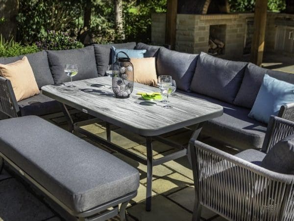 Dubai Rectangular Casual Dining Bench Set - Image 2