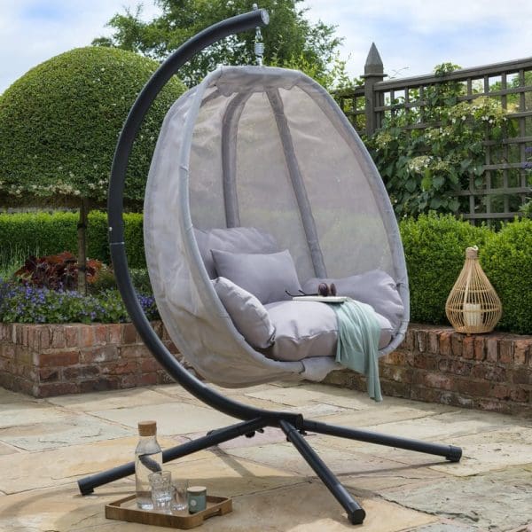 Folding Textilene Swing Chair Grey