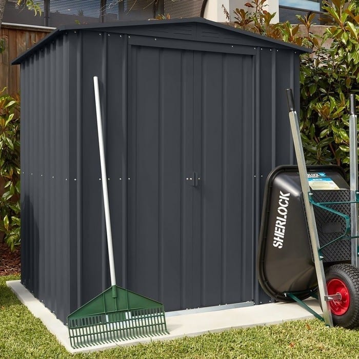 6'x3' Metal Shed Lotus Anthracite Grey Steel Shed