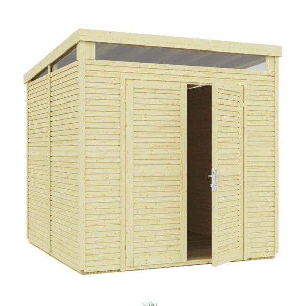 8x8 Pent Security Shed - Unpainted Natural - Image 2
