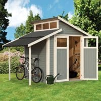 7'x10' Lean To Shed With Skylight - Light Grey