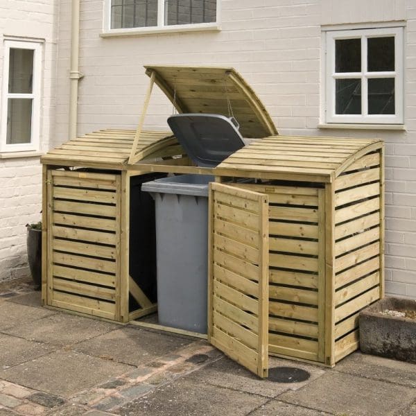 Wooden Triple Bin Store