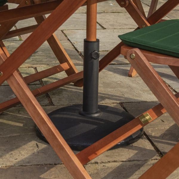 Plumley 6 Seat Dining Set  Green Cushions, Parasol and 15Kg Base - Image 8