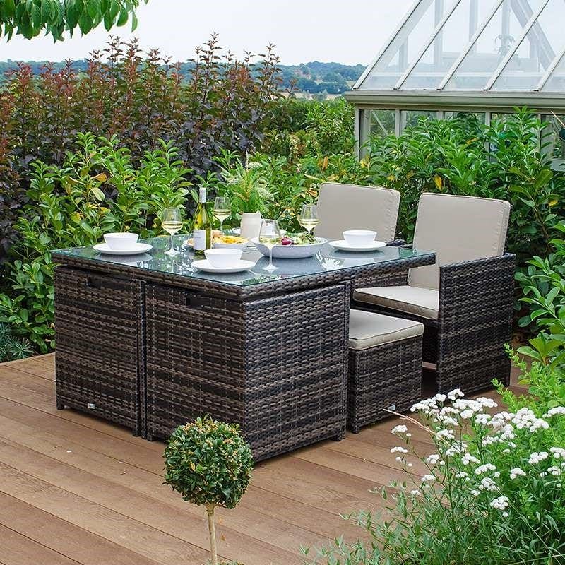 Rattan cube 4 seater set deals