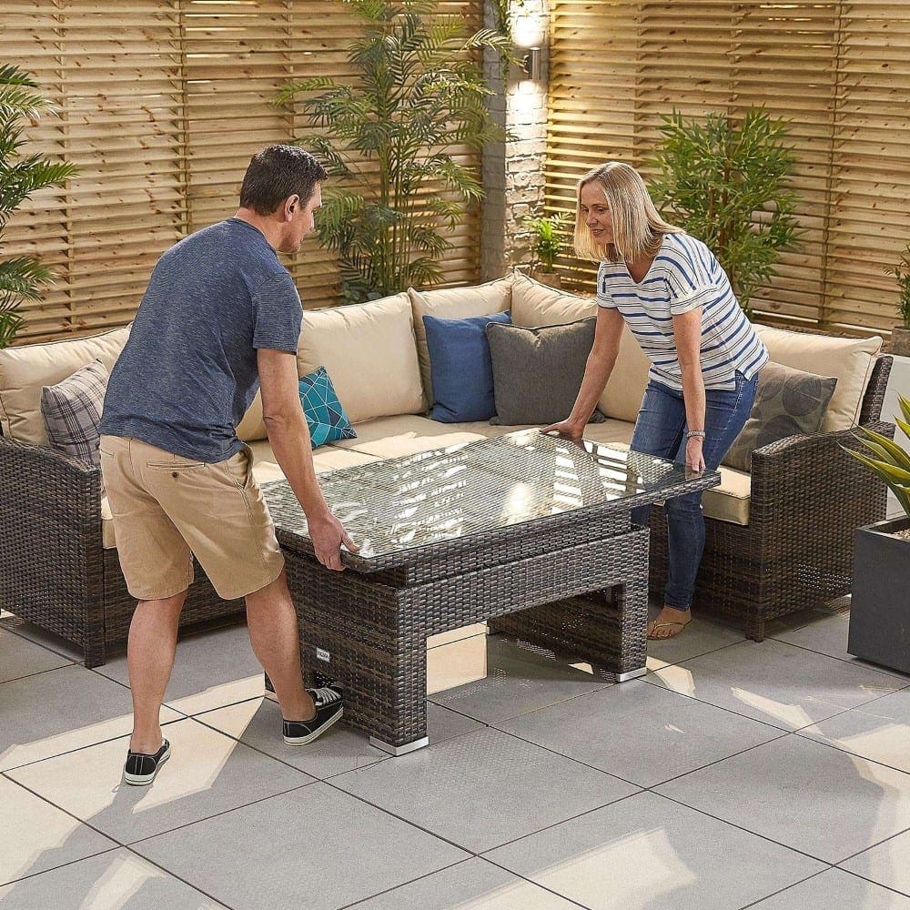 Cambridge Corner Set with Rising Table RH Brown