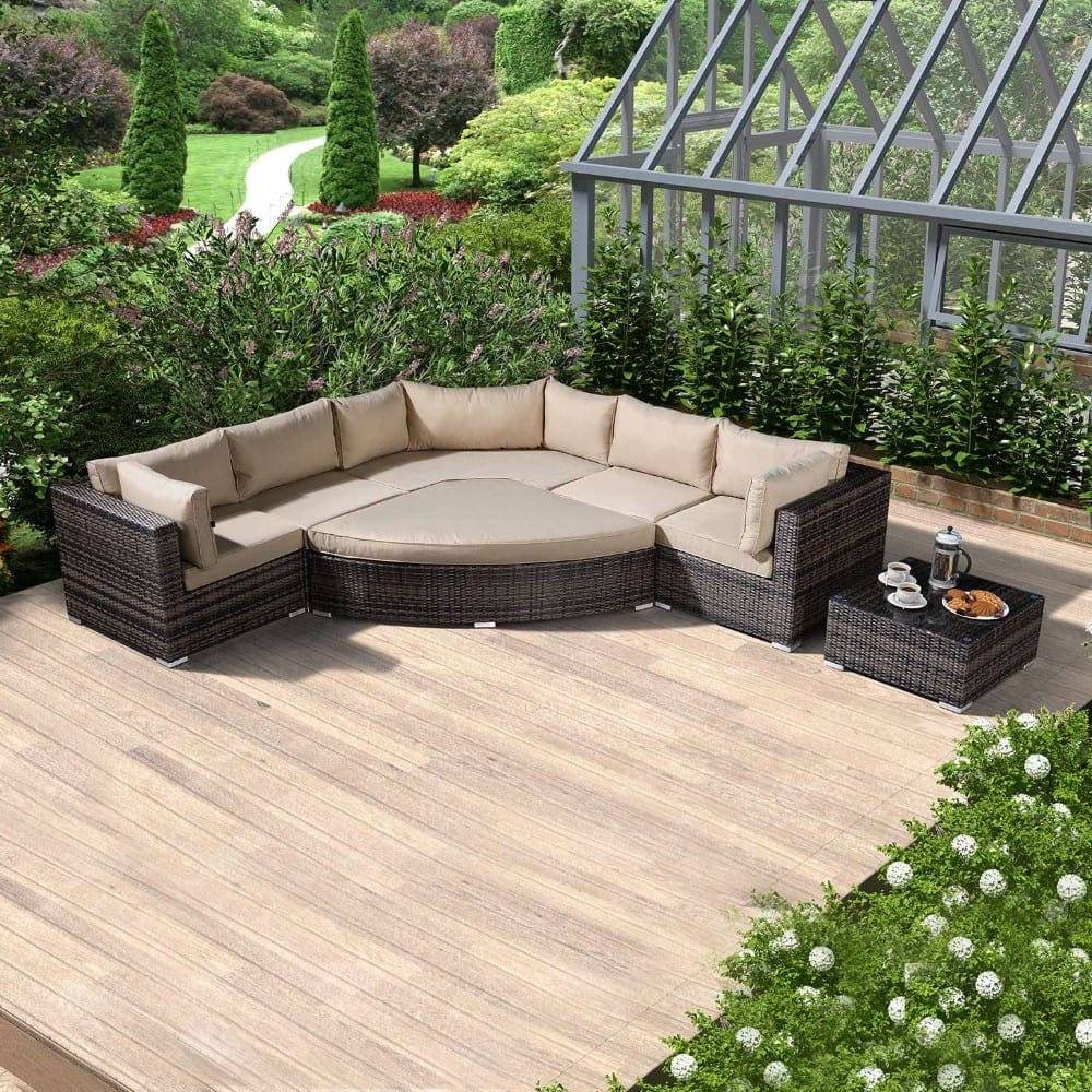 Hampton Deluxe Corner Sofa Set - Brown