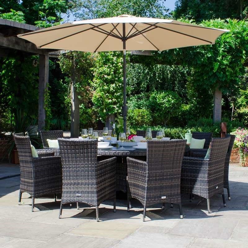 Amelia 10 Seat Round Dining Set - Brown