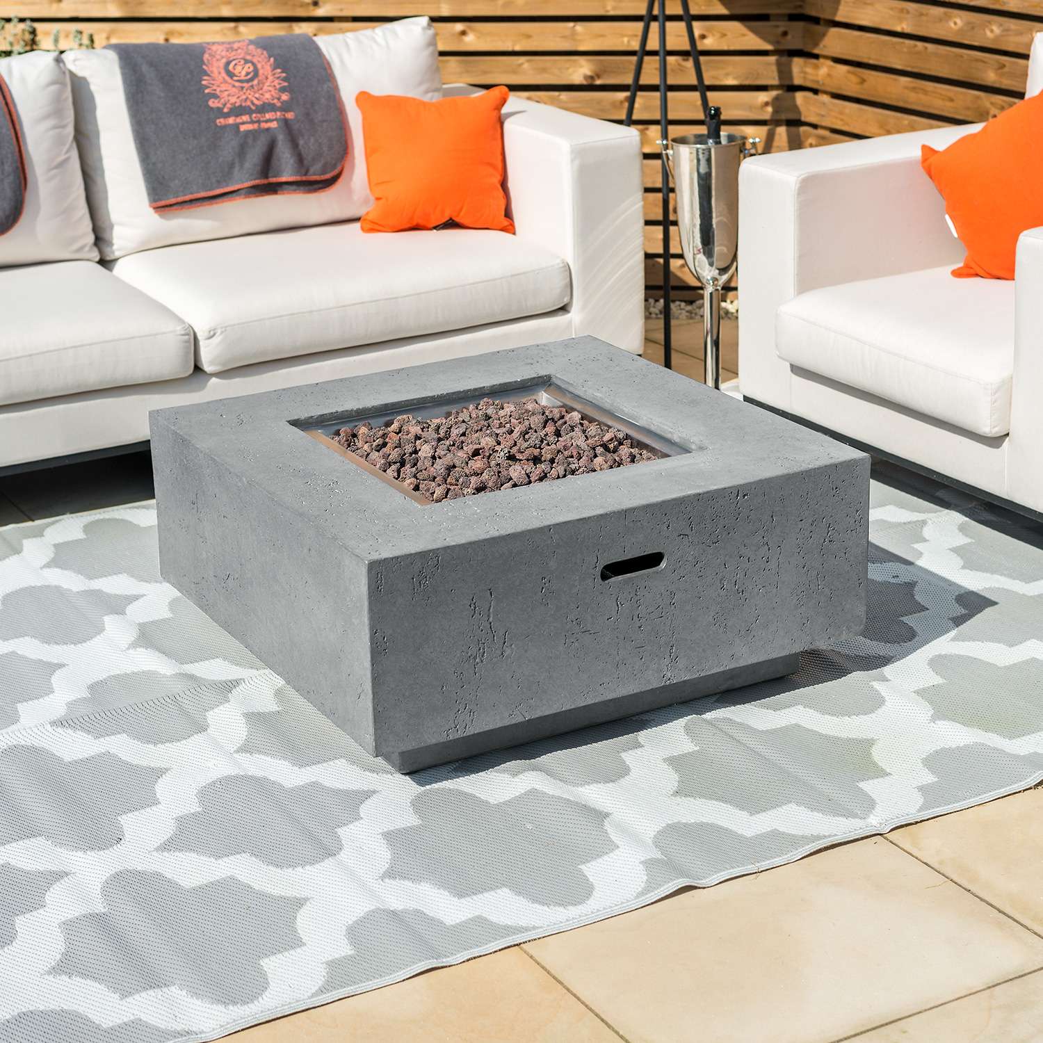 Light Grey Albany Gas Fire Pit, Grey Gas Fire Pit
