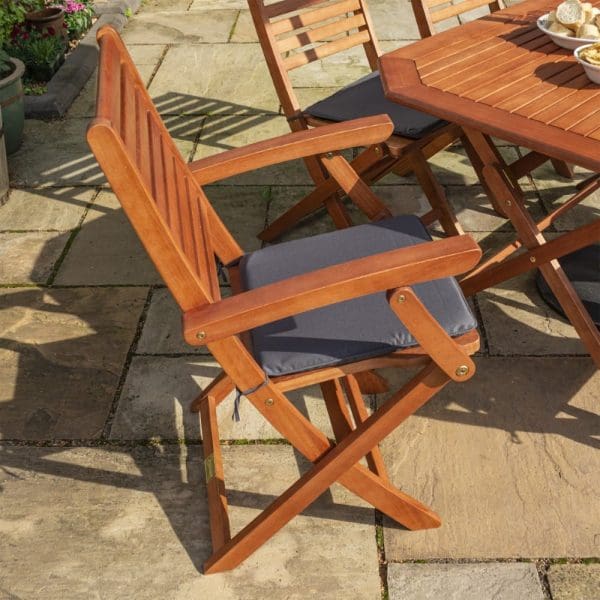 Plumley 6 Seat Dining Set Grey Cushions - Image 6
