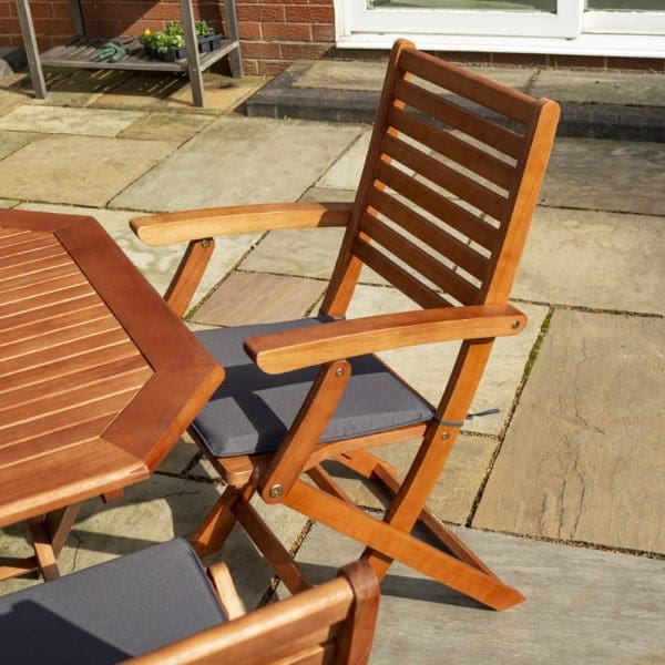 Plumley 6 Seat Dining Set Grey Cushions - Image 7