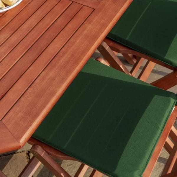 Plumley 6 Seat Dining Set Green Cushions - Image 4