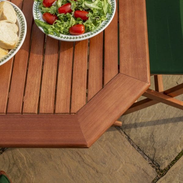 Plumley 6 Seat Dining Set Green Cushions - Image 5